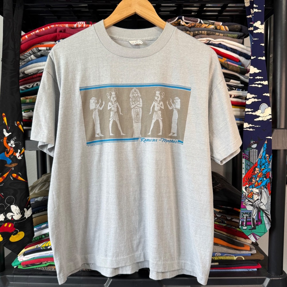 Vintage Gray Ramesses Memphis Egyptian Graphic T-Shirt Fits L Best